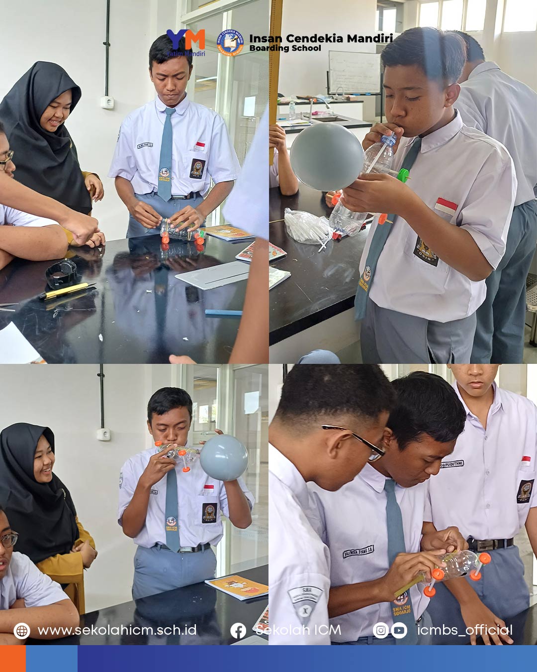 Praktikum Fisika di Insan Cendekia Mandiri Boarding School: Mobil Mainan dari Bahan Daur Ulang